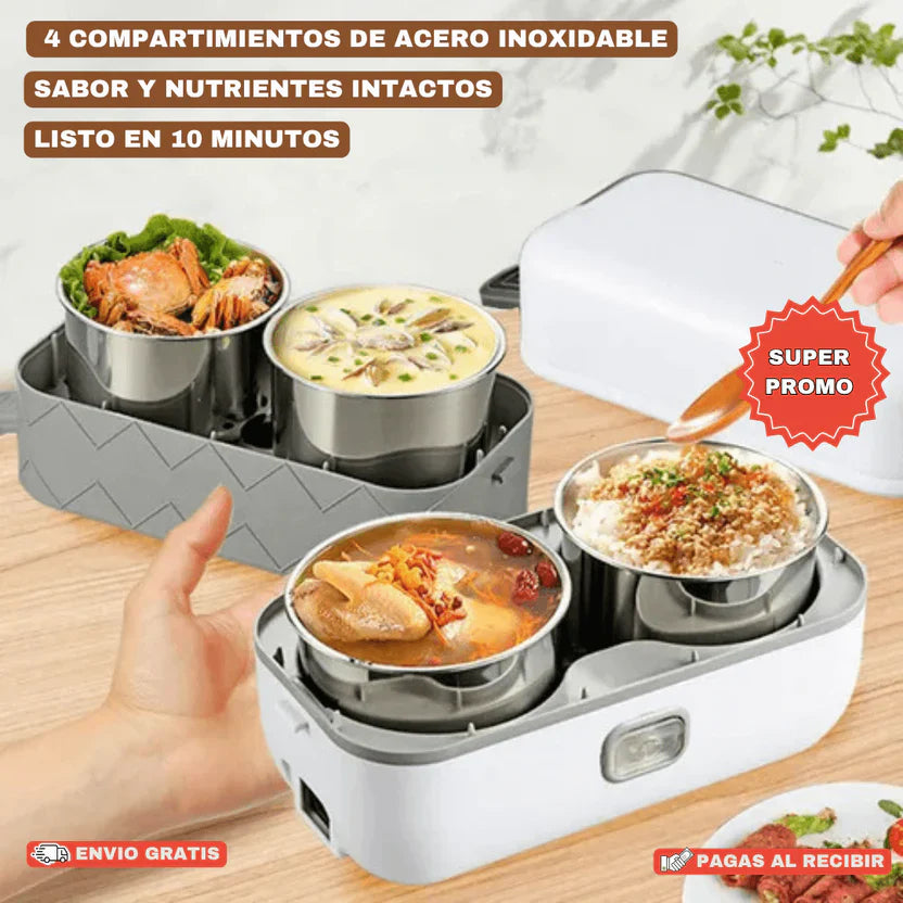 Lonchera Vaporera Eléctrica Portátil - Tu comida caliente en menos de 1 minuto!