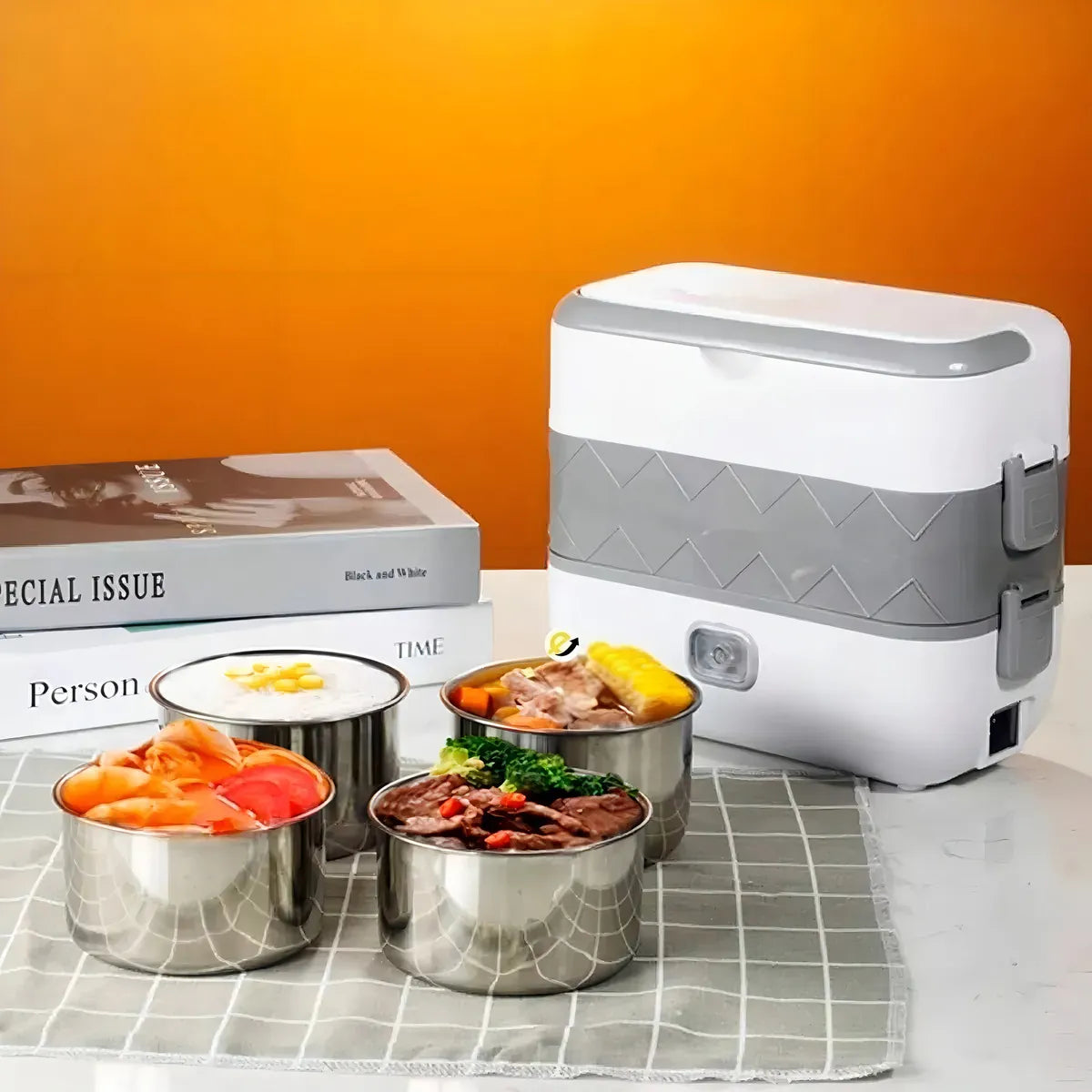 Lonchera Vaporera Eléctrica Portátil - Tu comida caliente en menos de 1 minuto!