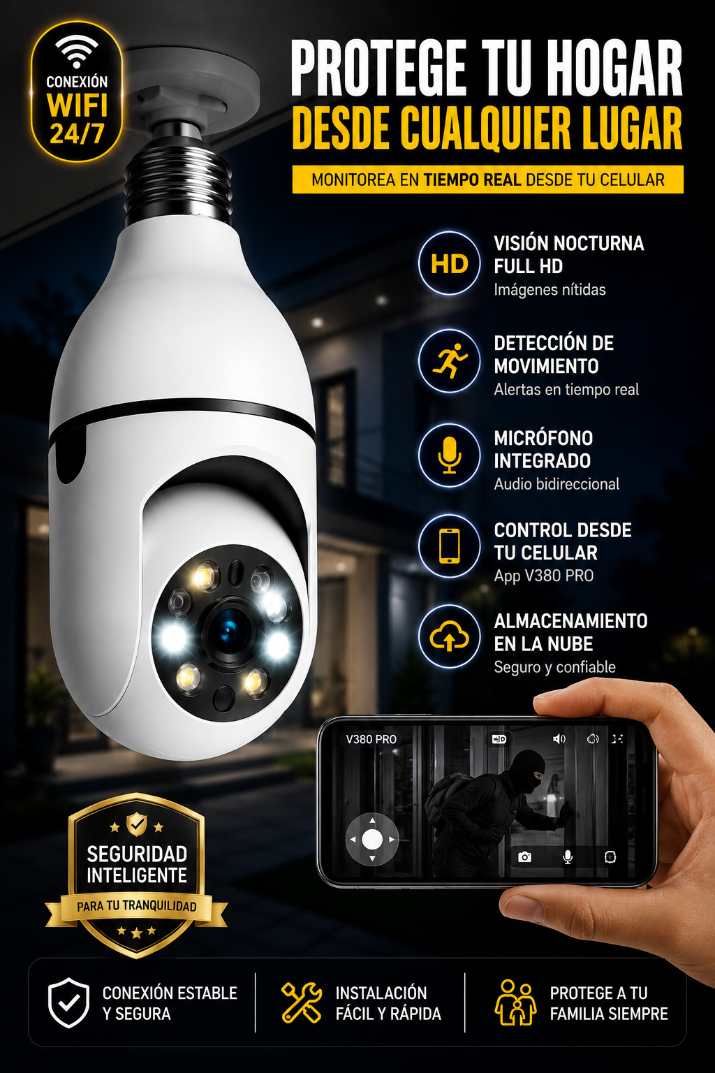 CAMARA DE VIGILANCIA INTELIGENTE - PROTEGE A TU FAMILIA ANTES DE QUE SEA DEMASIADO TARDE
